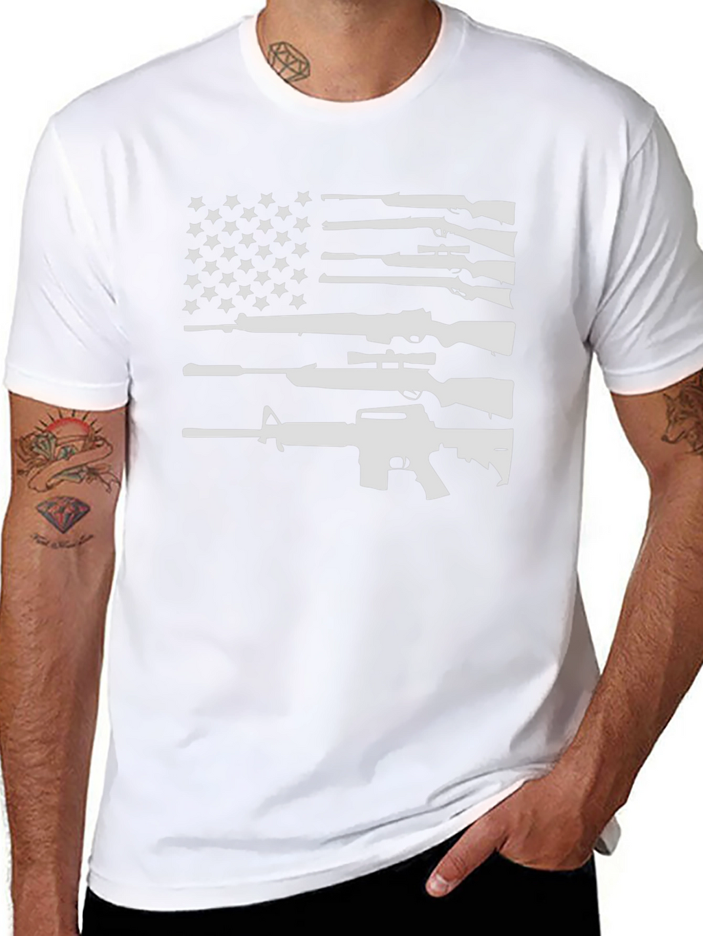 Gun Flag T-Shirt - Patriotic Black Tee