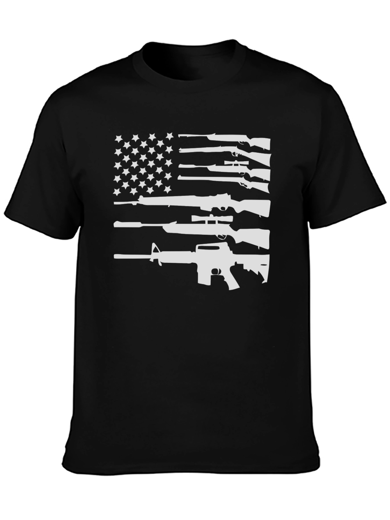 Gun Flag T-Shirt - Patriotic Black Tee