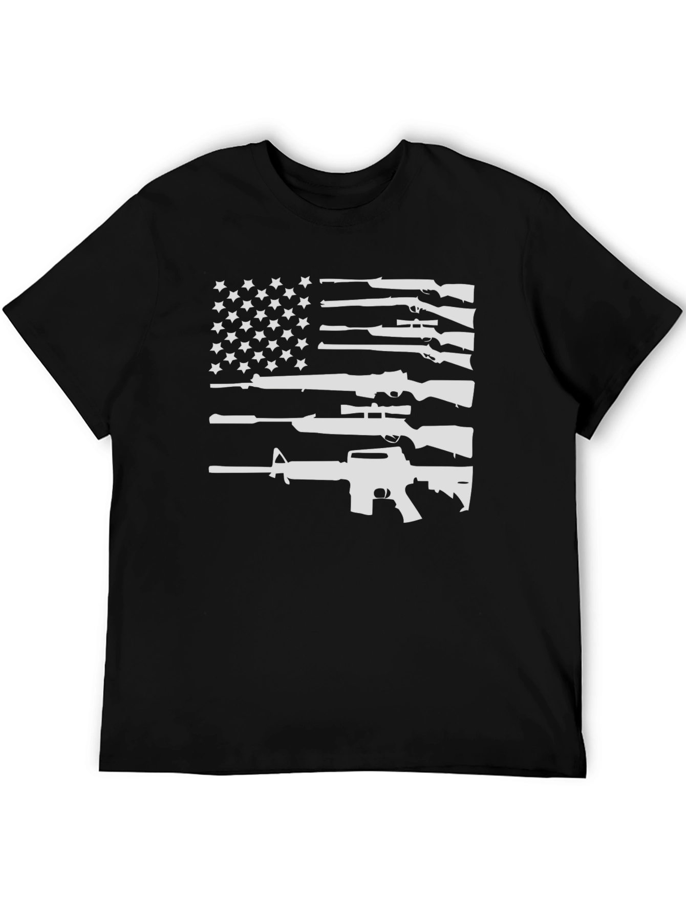 Gun Flag T-Shirt - Patriotic Black Tee