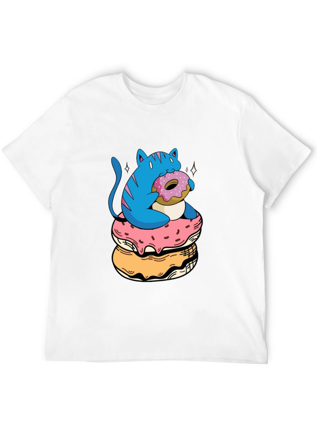 Cat on Donuts Graphic Tee - Unique Style
