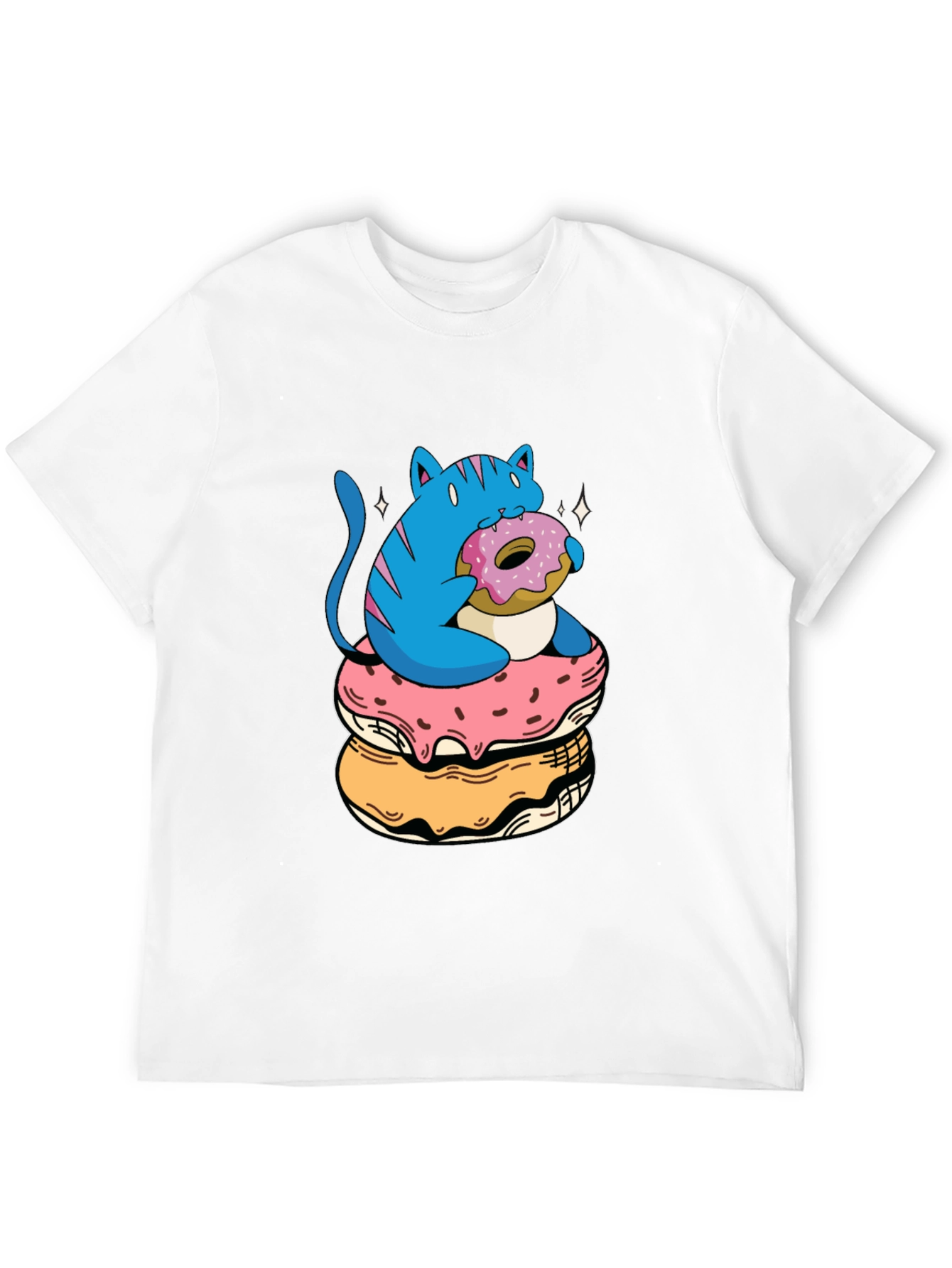 Cat on Donuts Graphic Tee - Unique Style