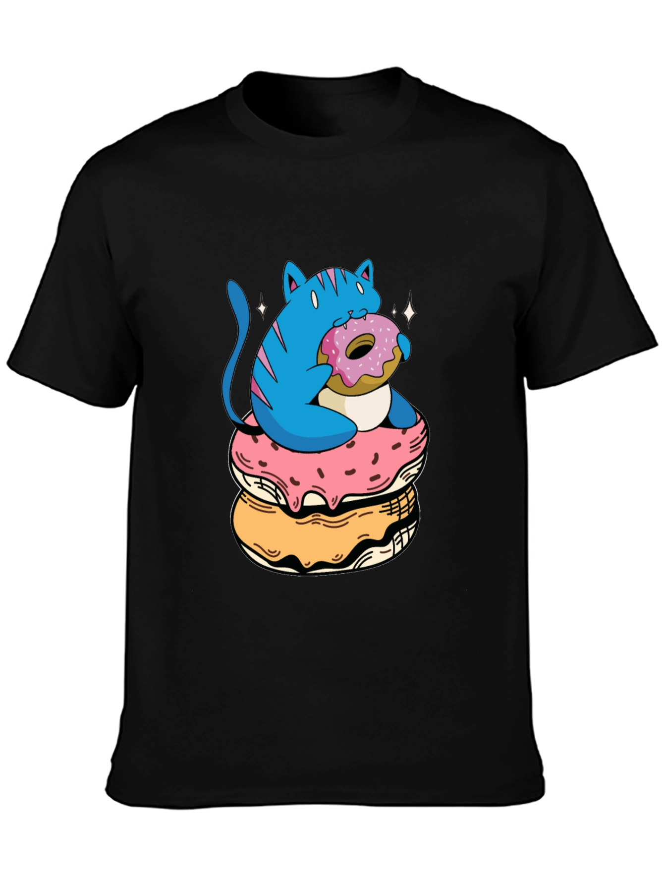 Cat on Donuts Graphic Tee - Unique Style
