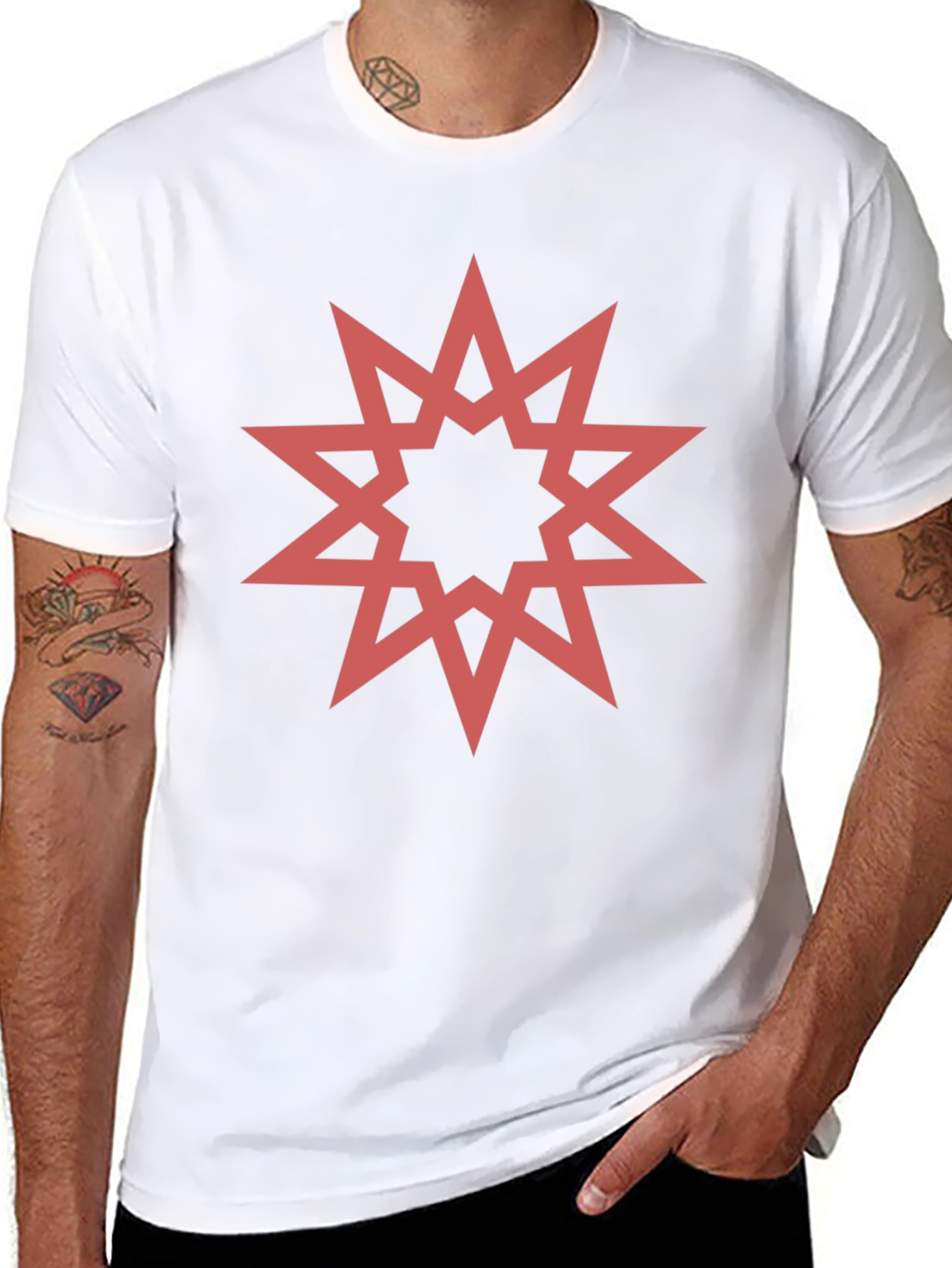 Geometric Star Graphic Black T-Shirt