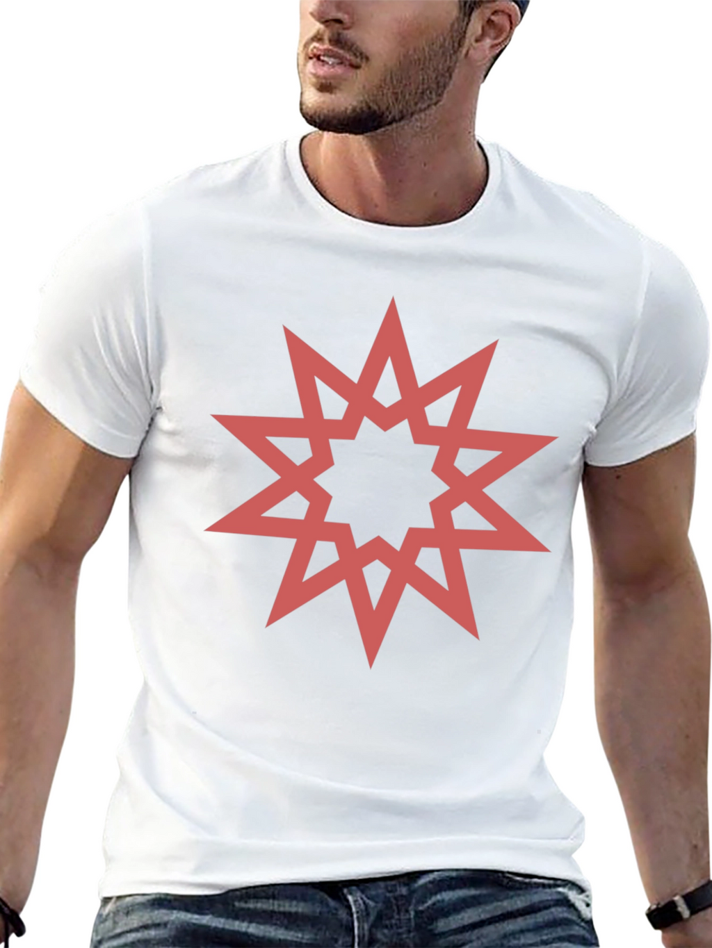 Geometric Star Graphic Black T-Shirt