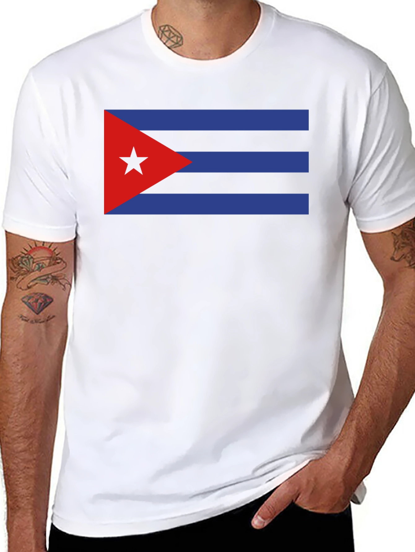 Cuban Pride T-Shirt - Black - Star & Stripes