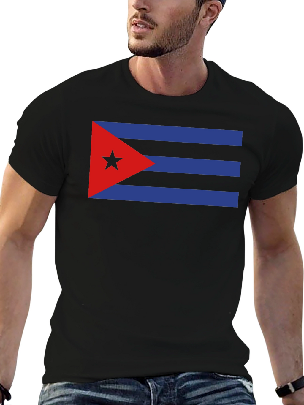 Cuban Pride T-Shirt - Black - Star & Stripes