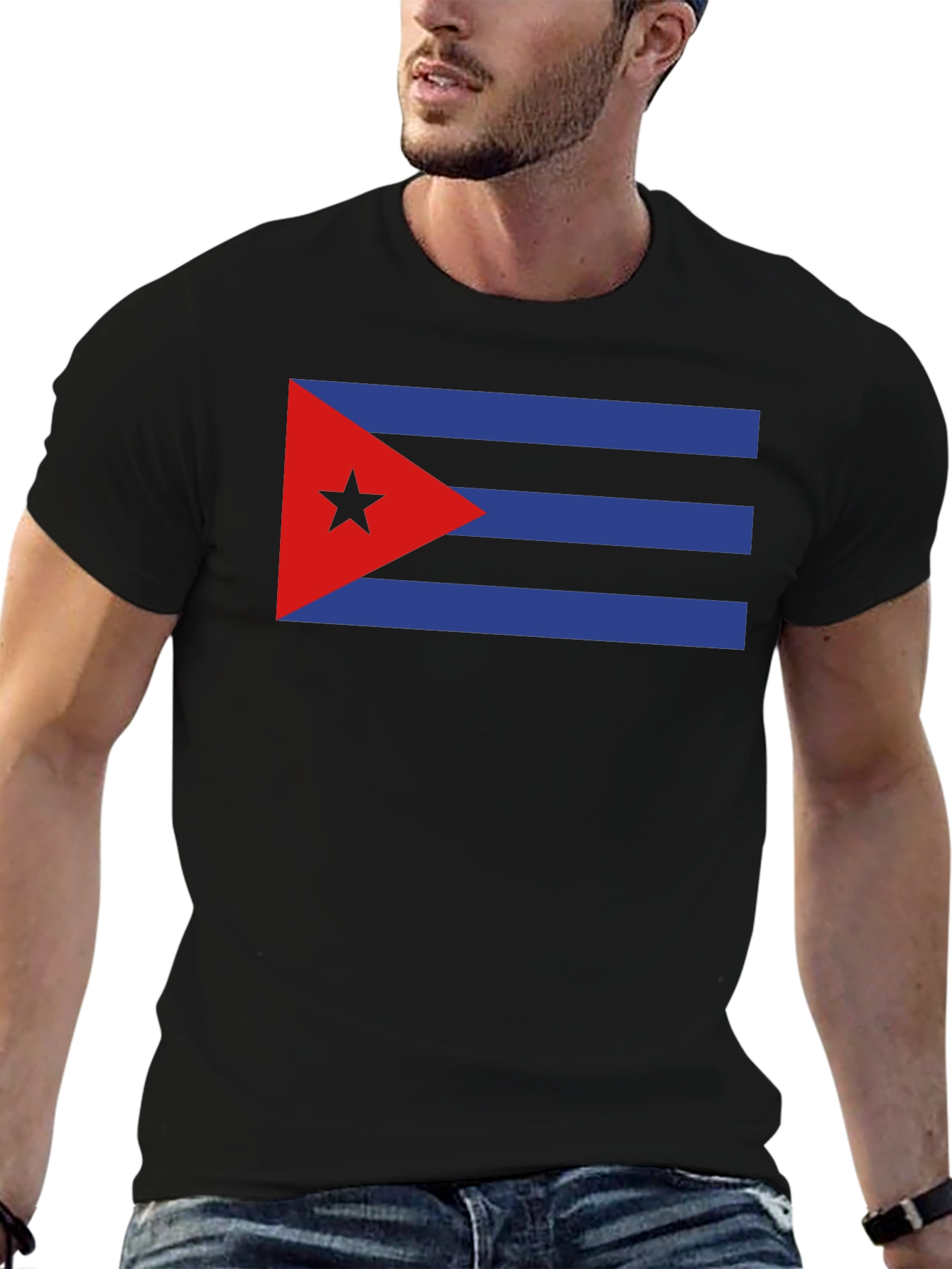 Cuban Pride T-Shirt - Black - Star & Stripes