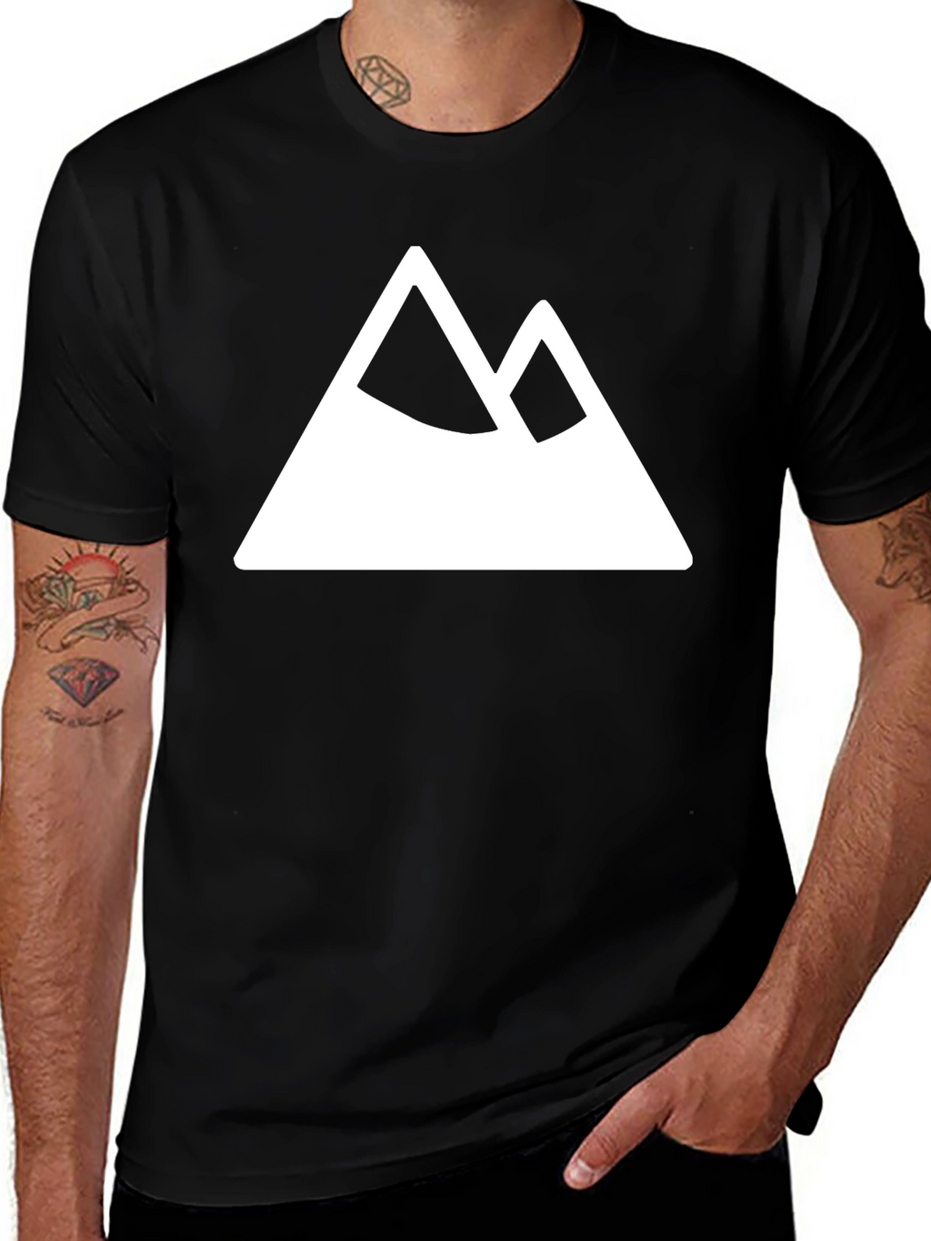 Mountain Peak Graphic Tee - Black Cotton