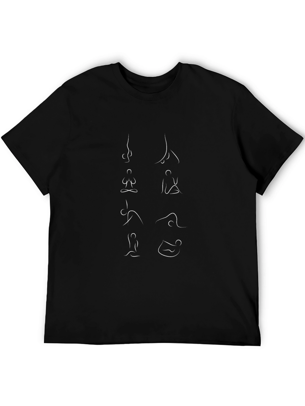 Yoga Pose Line Art Black T-Shirt
