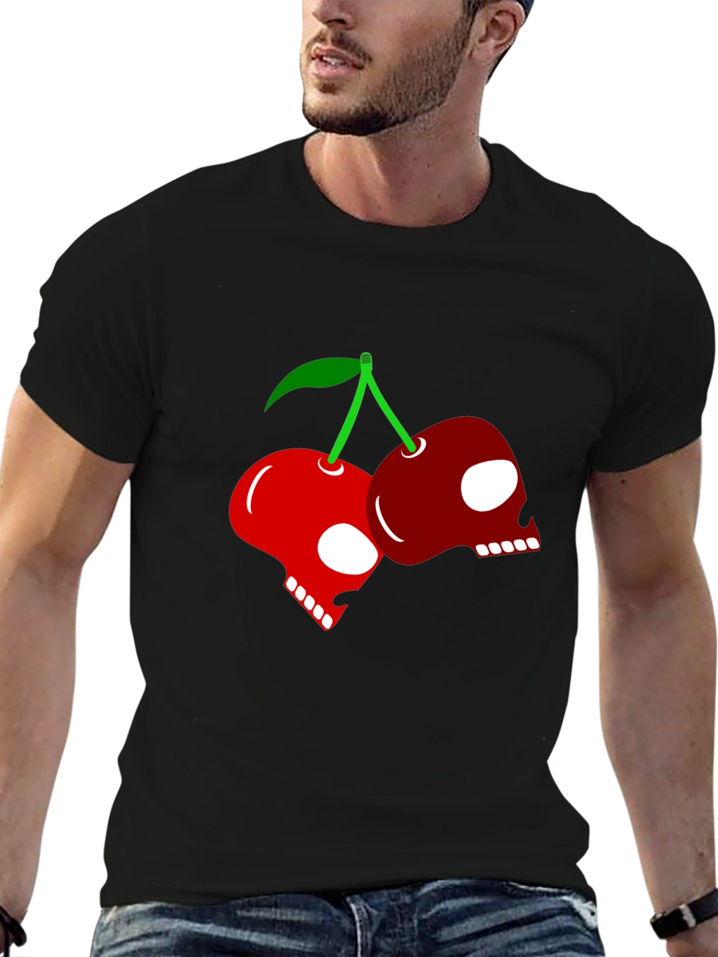 Skull Cherry Graphic Tee - Rocker Style