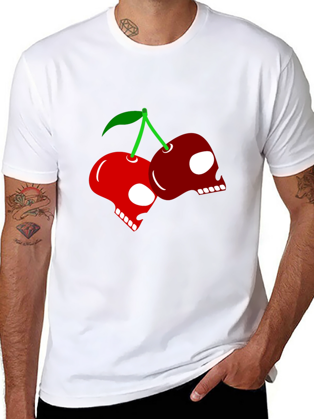Skull Cherry Graphic Tee - Rocker Style