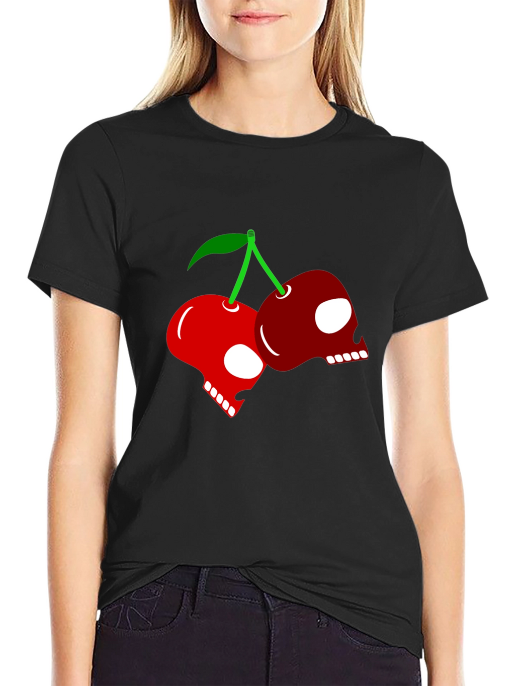 Skull Cherry Graphic Tee - Rocker Style
