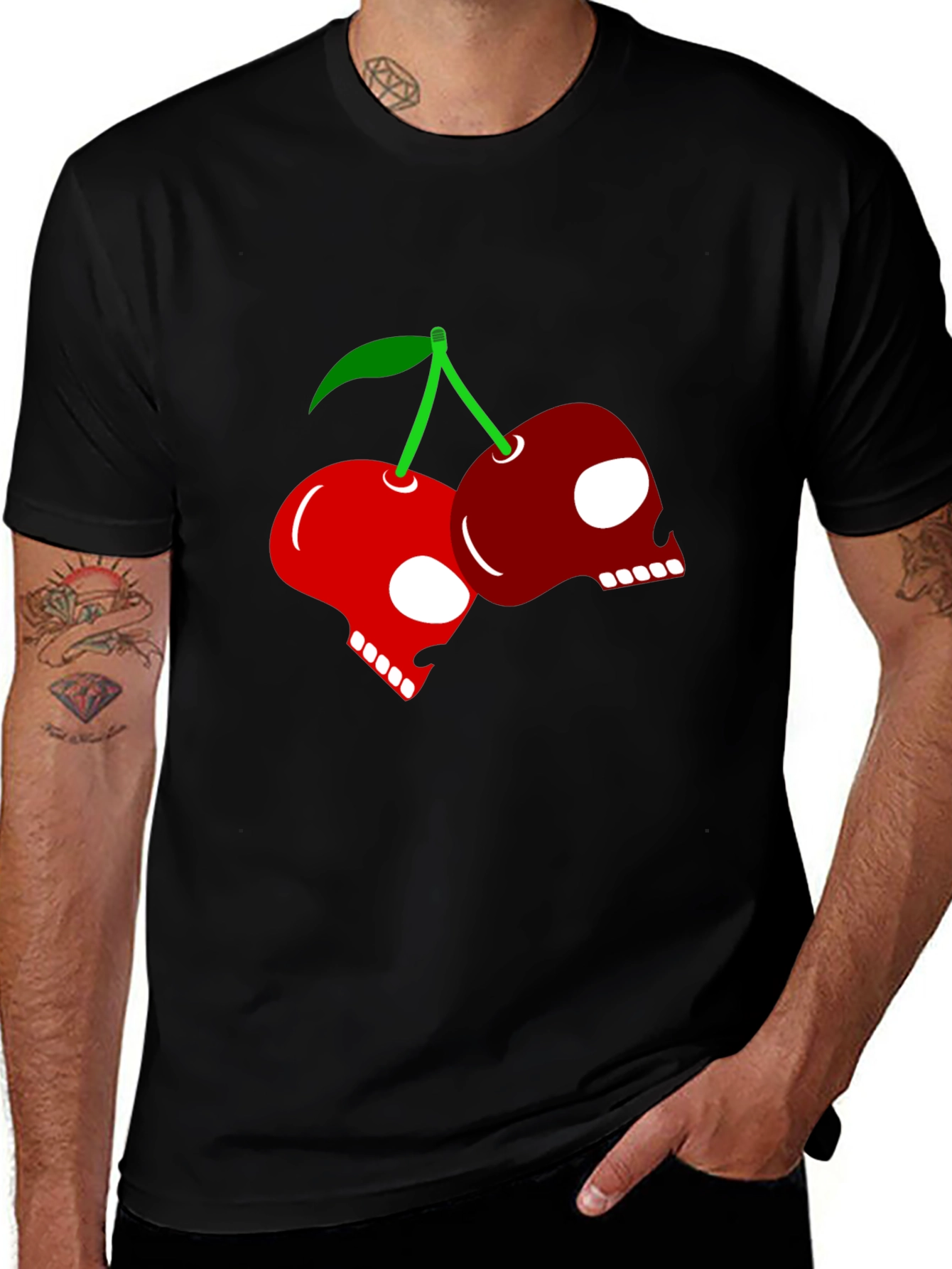 Skull Cherry Graphic Tee - Rocker Style