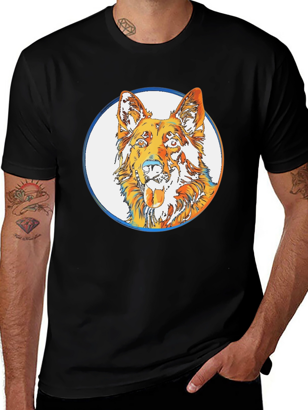 Cool Dog Graphic Tee - Stylish Mens Black T-Shirt