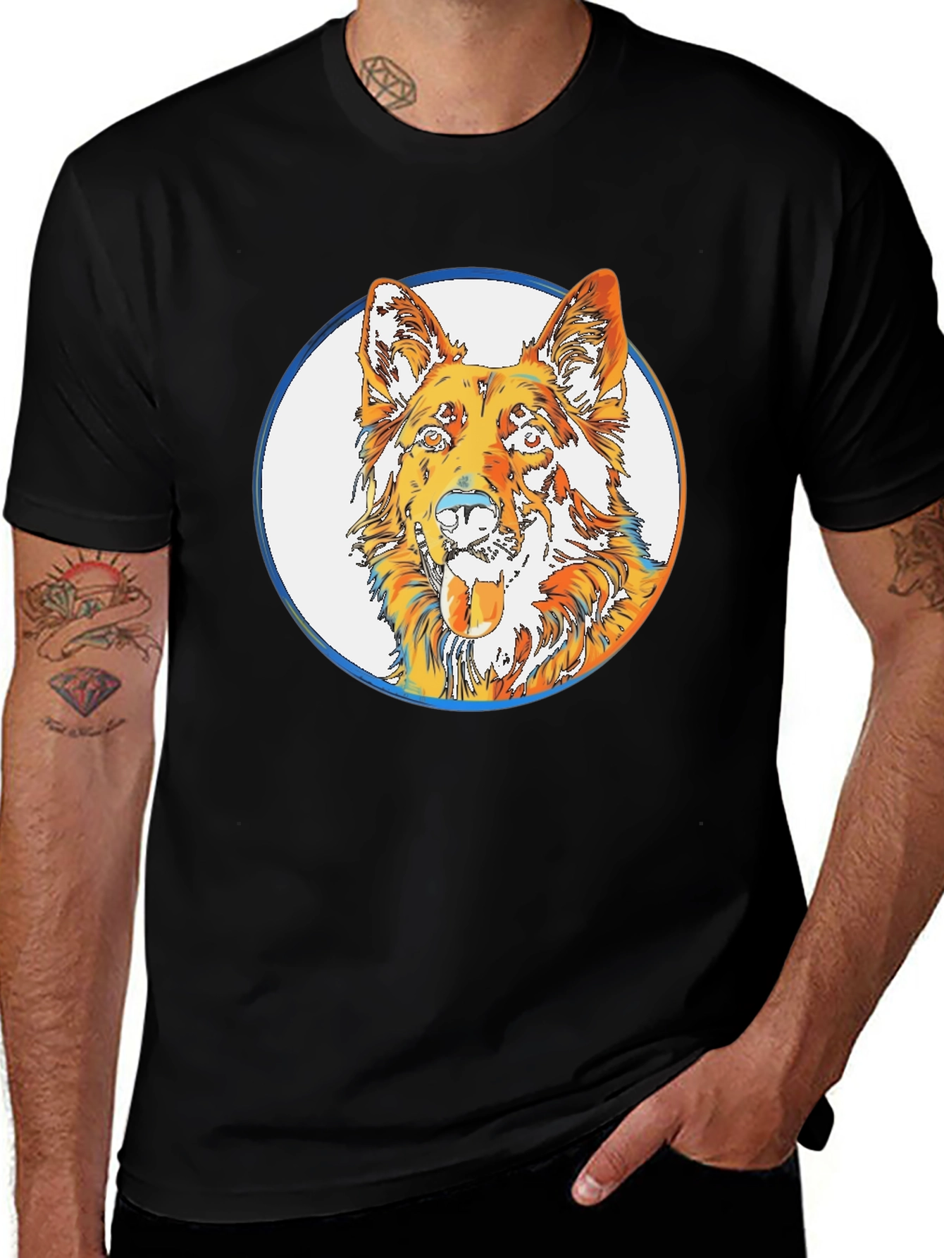 Cool Dog Graphic Tee - Stylish Mens Black T-Shirt