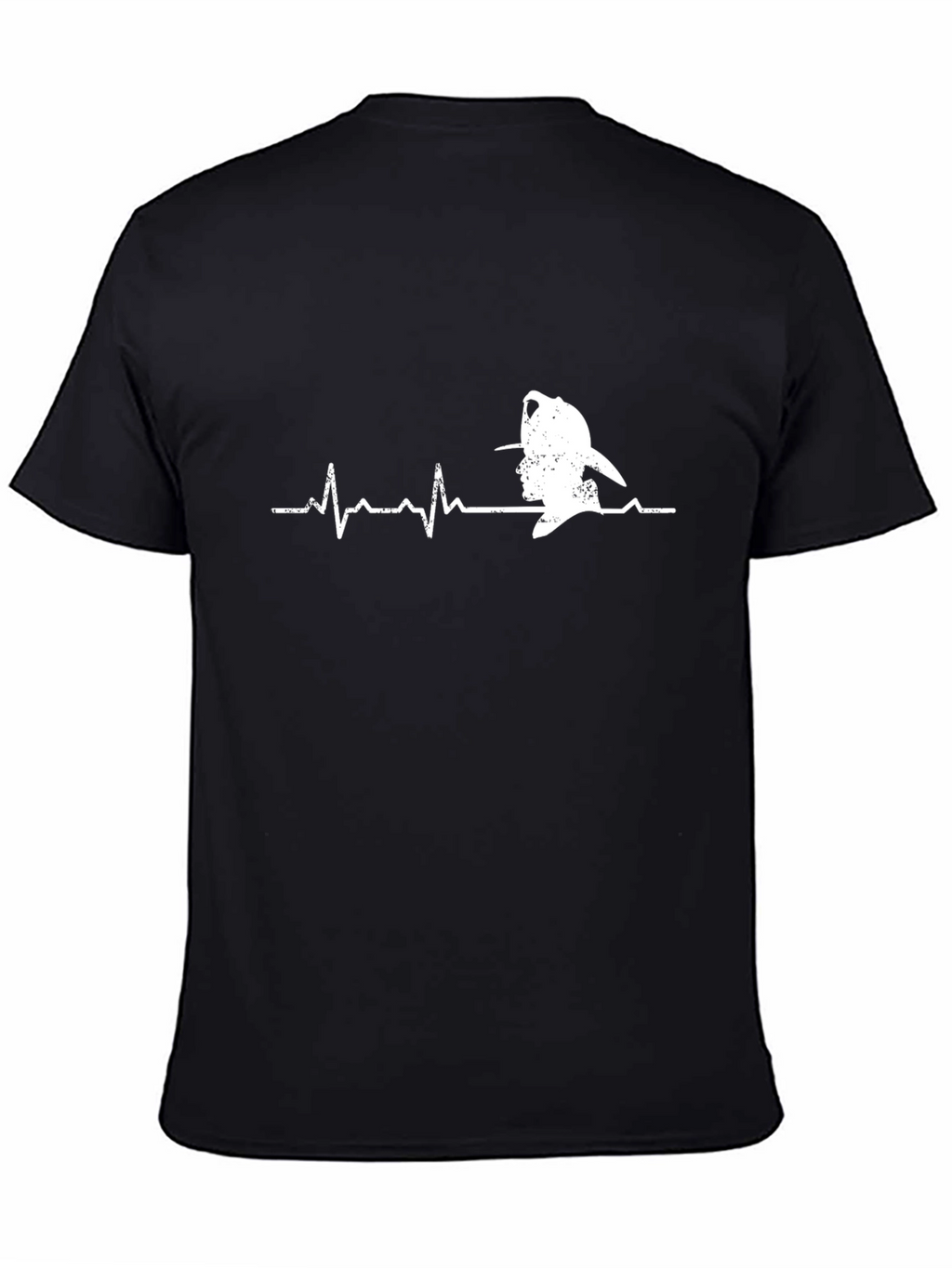 Firefighter Heartbeat Graphic Tee - Black Cotton Casual T-Shirt