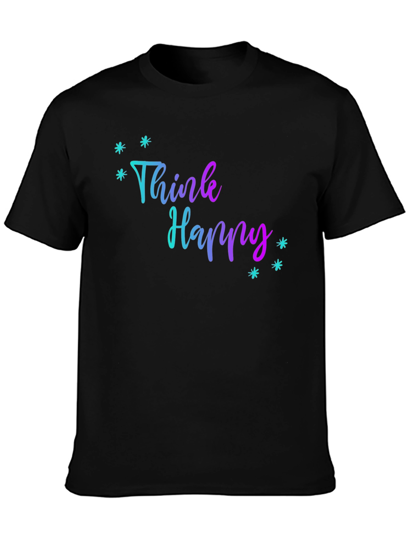 Think Happy Graphic Print Black Tee