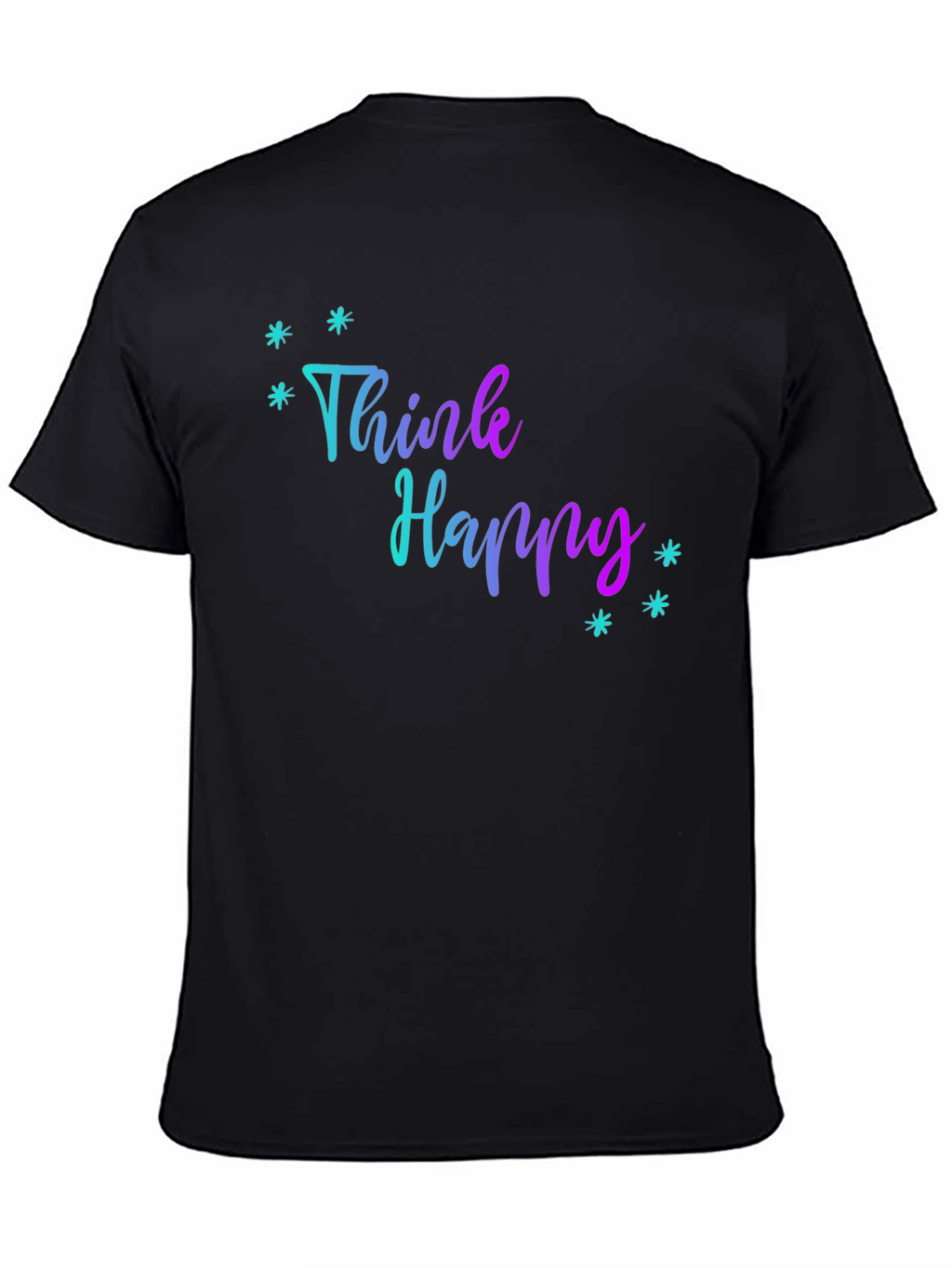 Think Happy Graphic Print Black Tee