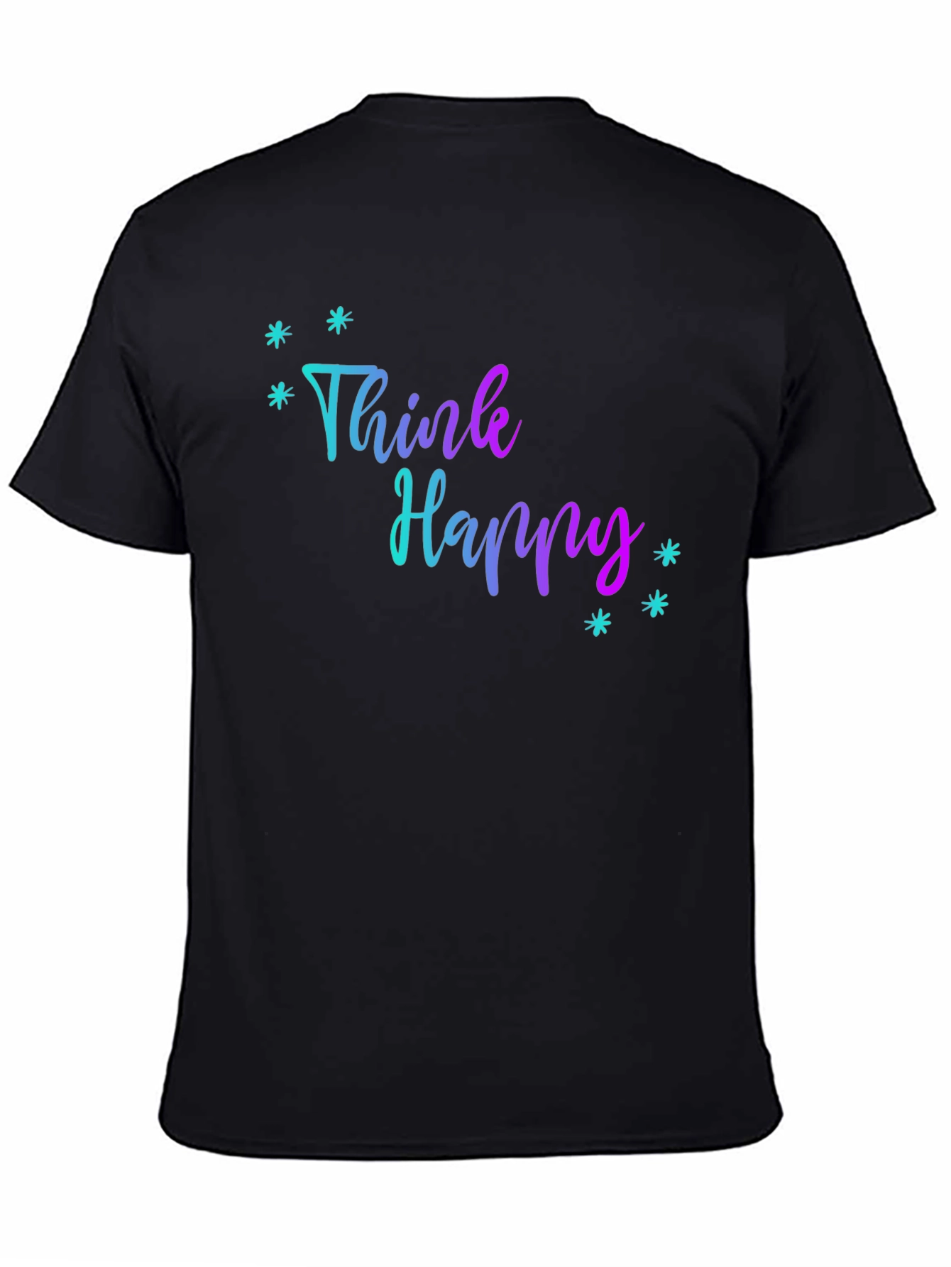 Think Happy Graphic Print Black Tee