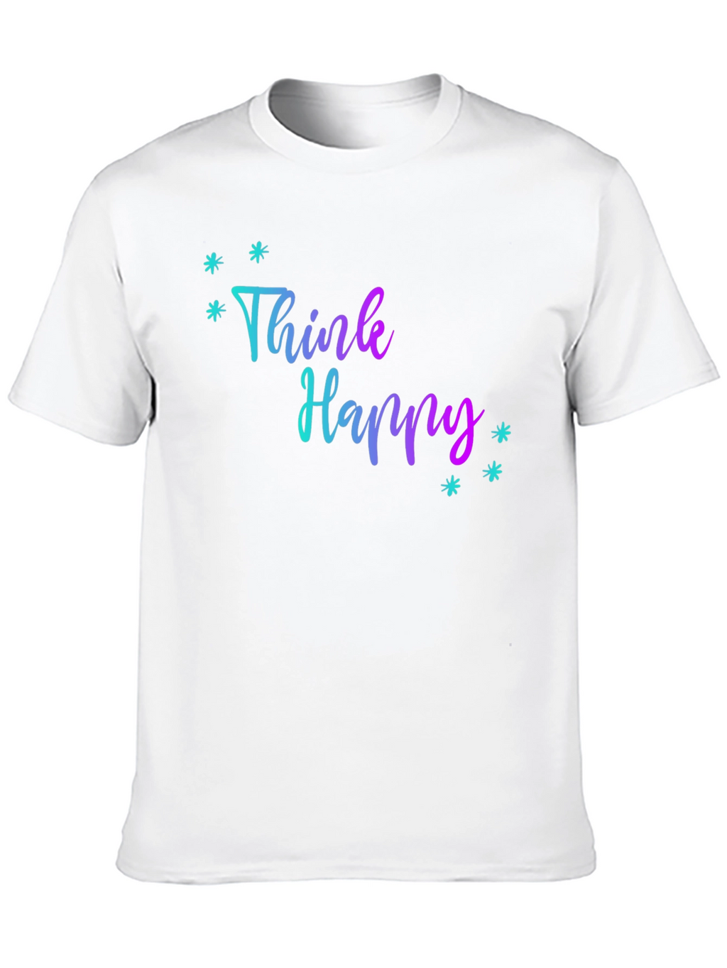 Think Happy Graphic Print Black Tee