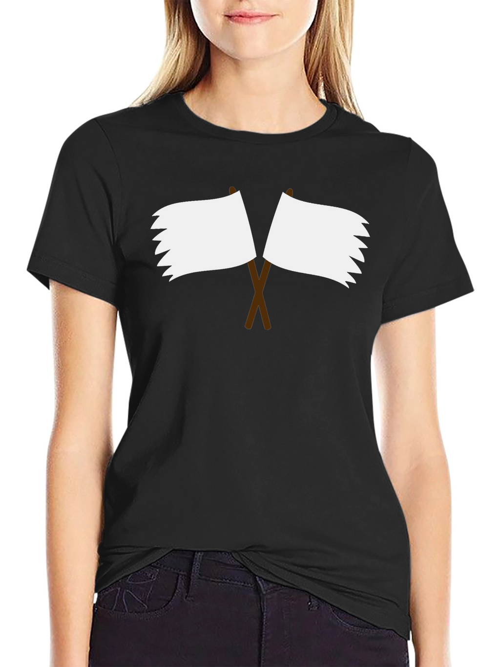 Black T-Shirt with Surrender Flag Design