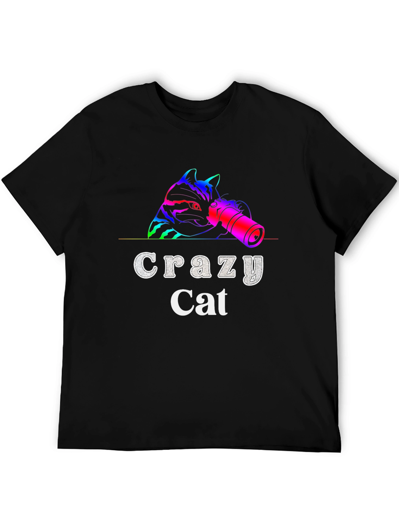 Crazy Cat Graphic Tee - Unique Design