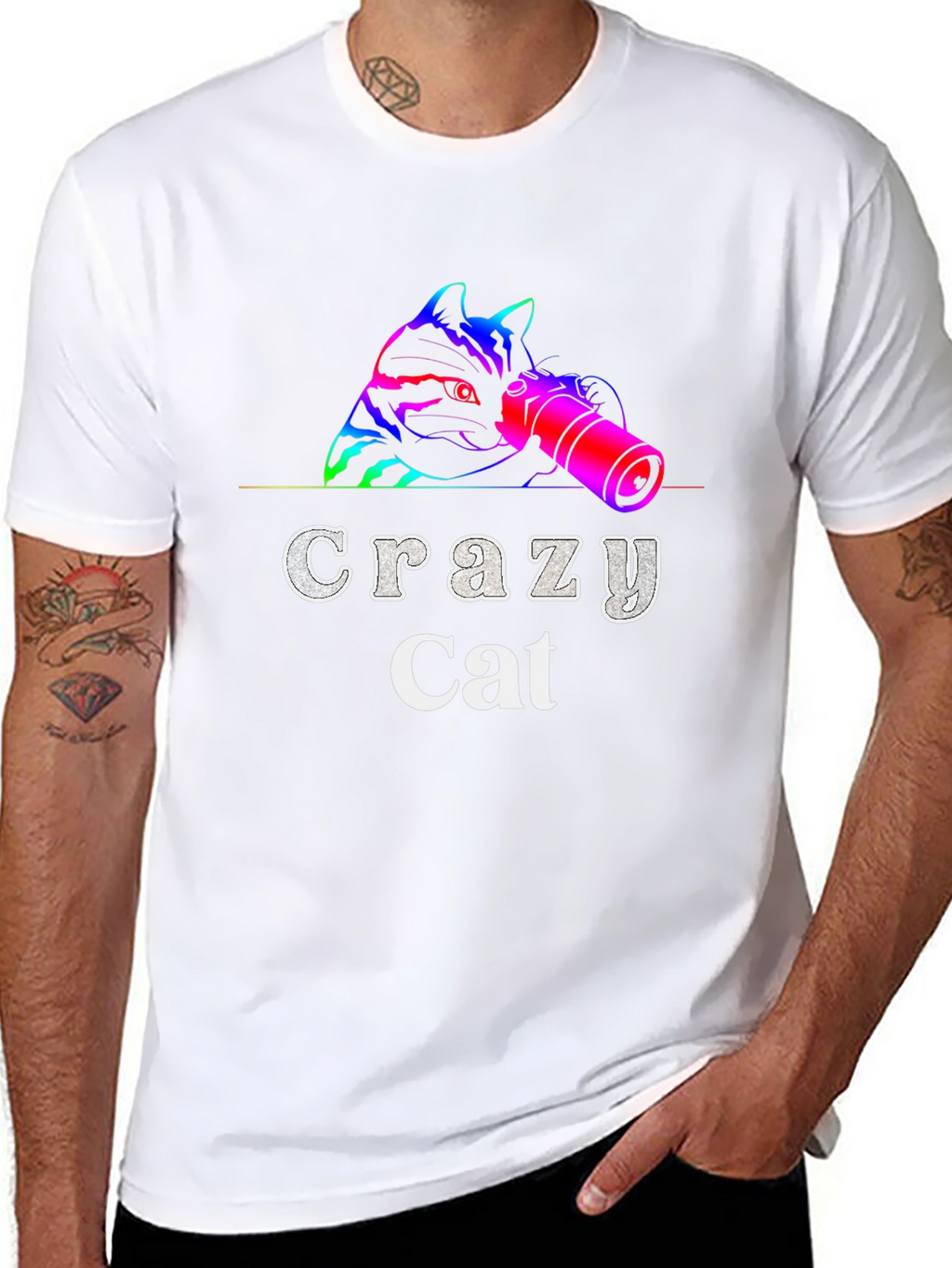 Crazy Cat Graphic Tee - Unique Design
