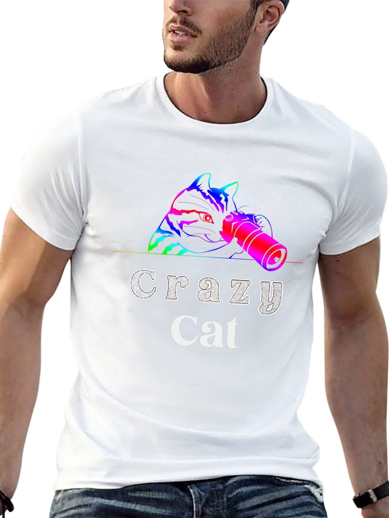 Crazy Cat Graphic Tee - Unique Design