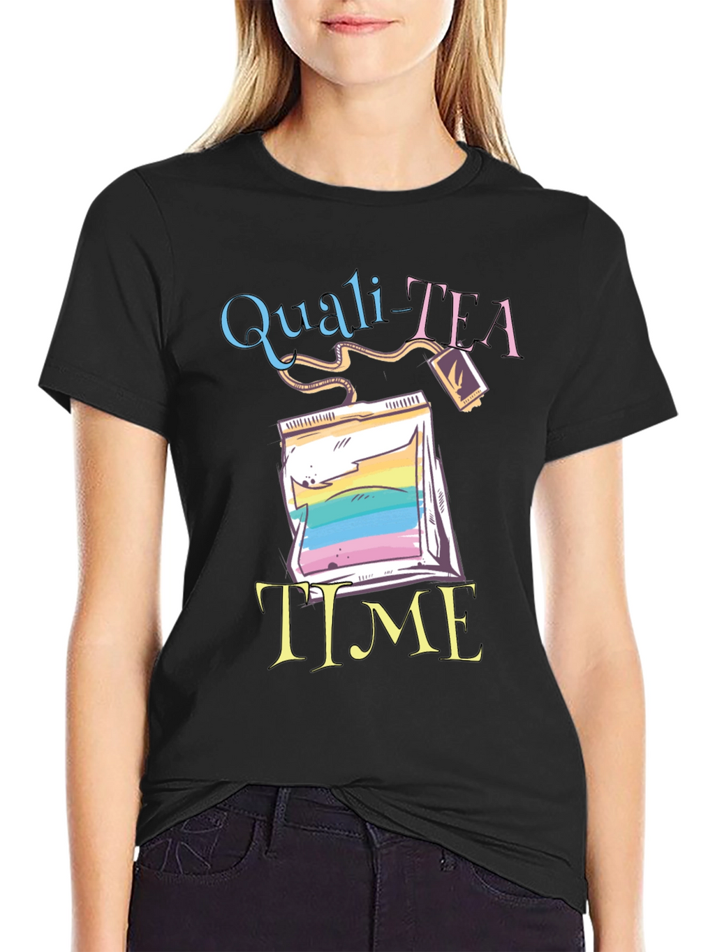 Quali-Tea Time Black Graphic T-Shirt