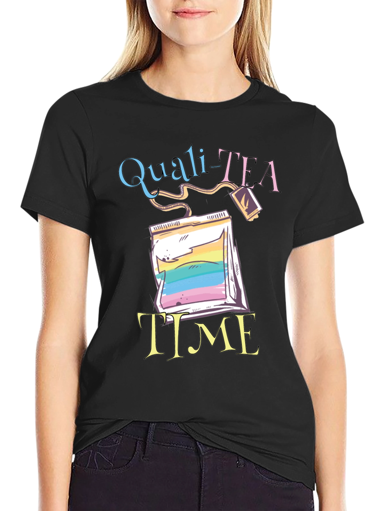 Quali-Tea Time Black Graphic T-Shirt