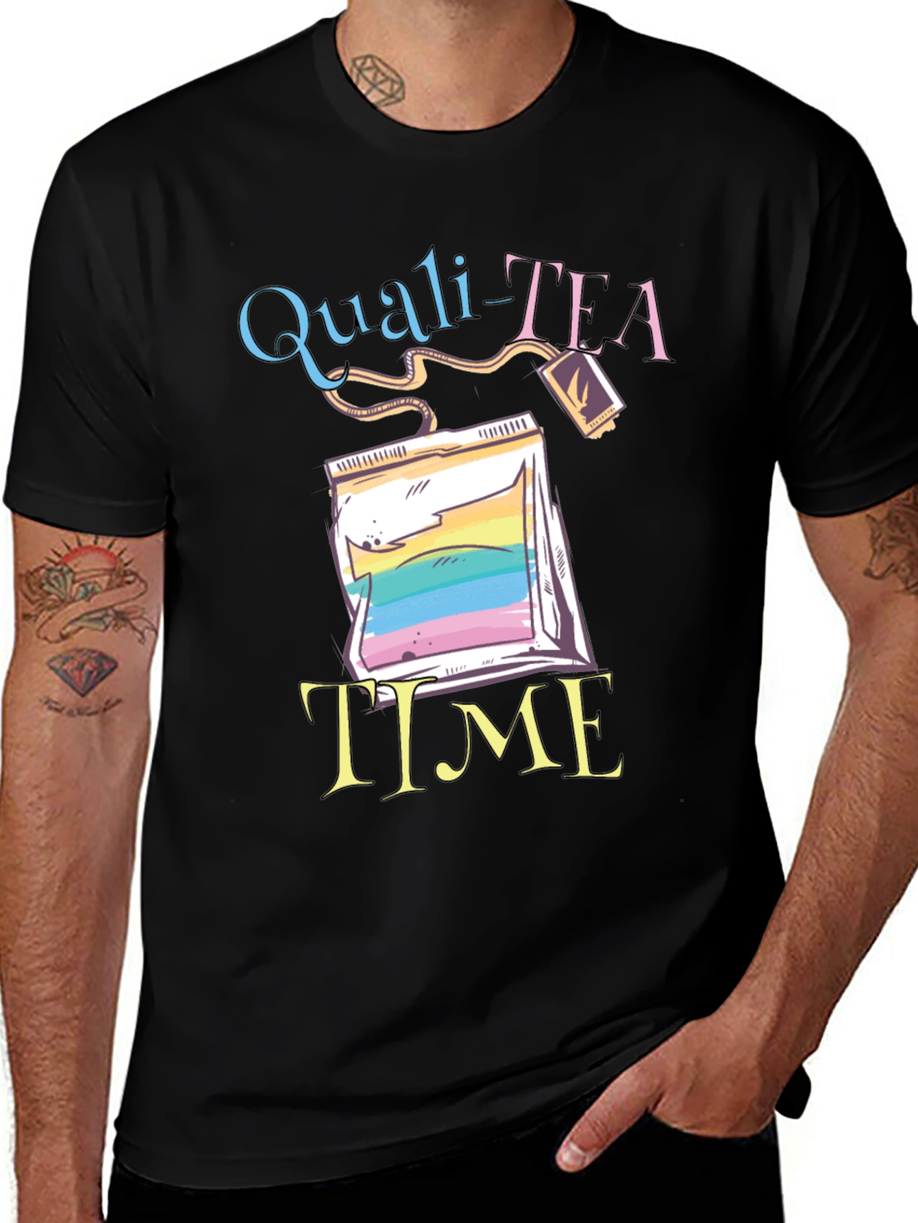 Quali-Tea Time Black Graphic T-Shirt