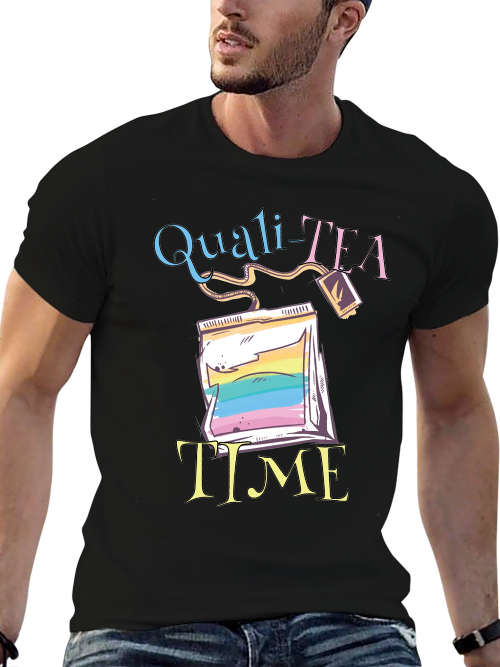 Quali-Tea Time Black Graphic T-Shirt