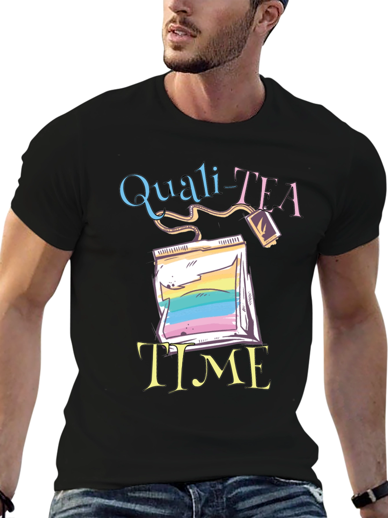 Quali-Tea Time Black Graphic T-Shirt