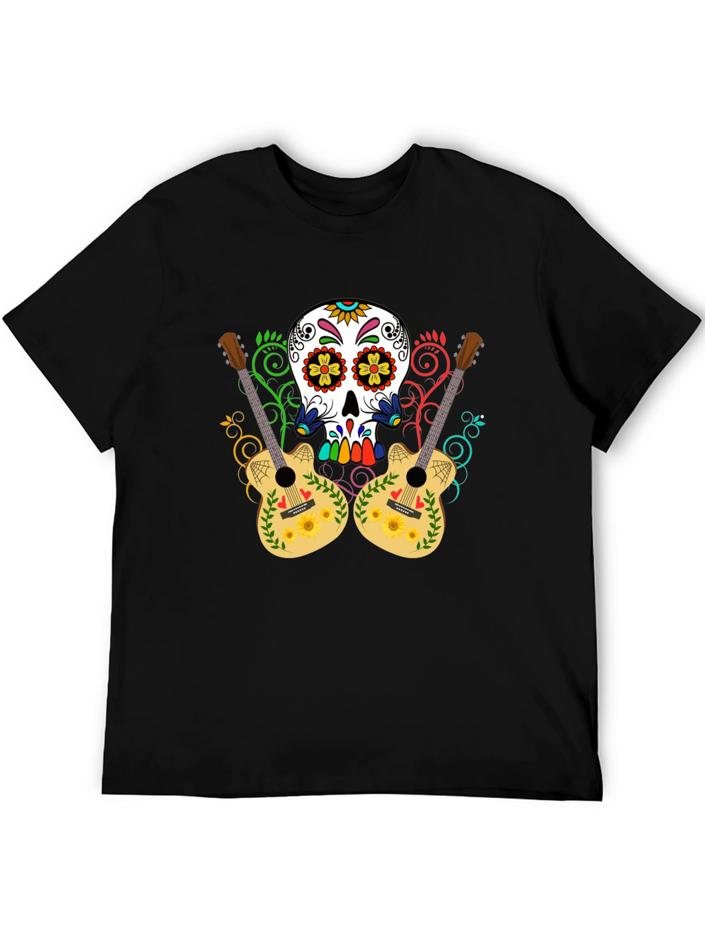 Sugar Skull Guitar Graphic T-Shirt
