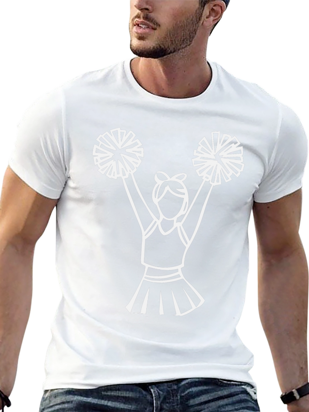 Cheerleader Graphic Tee - Black Cotton T-Shirt