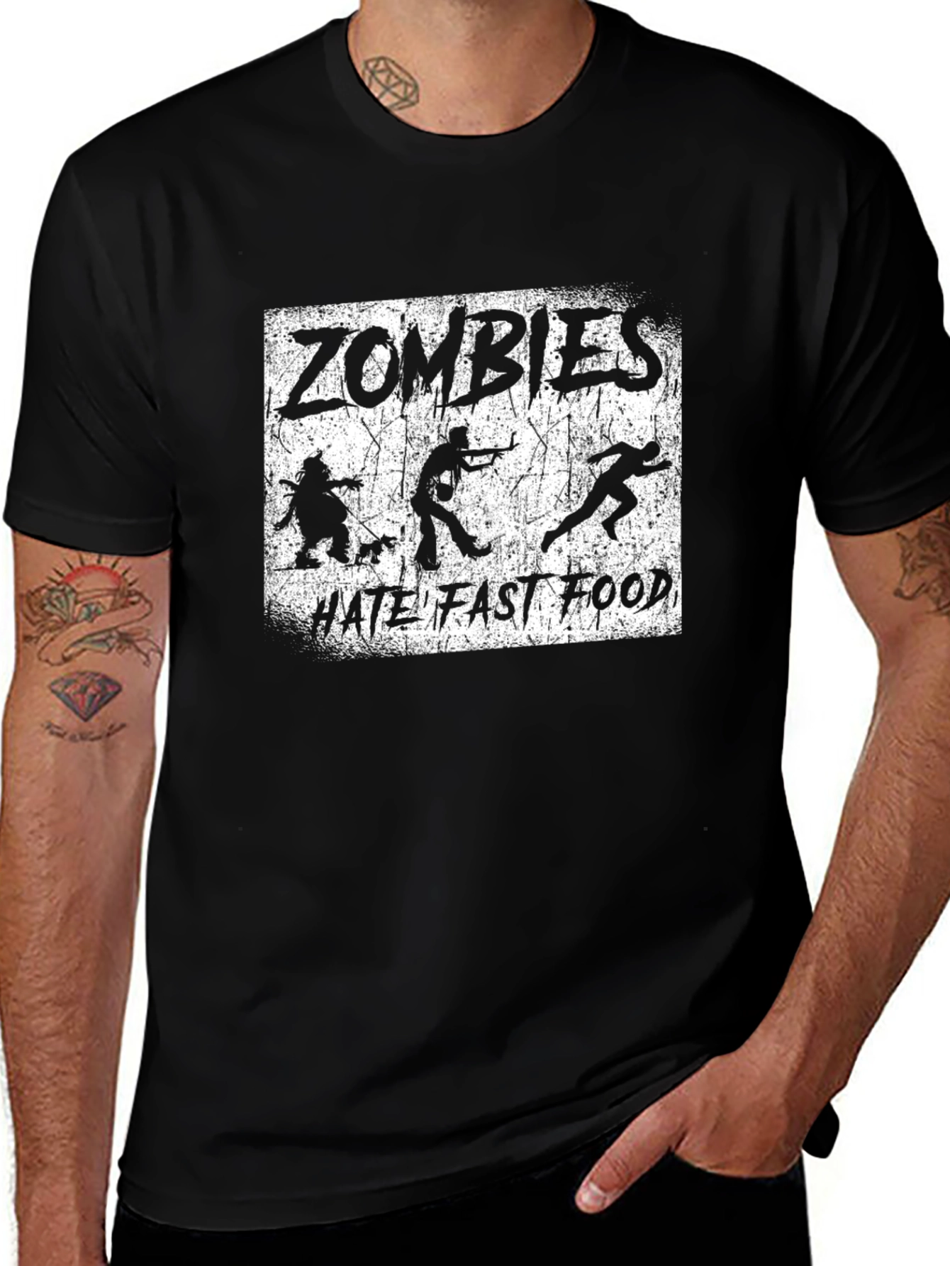 Zombies Hate Fast Food Graphic T-Shirt