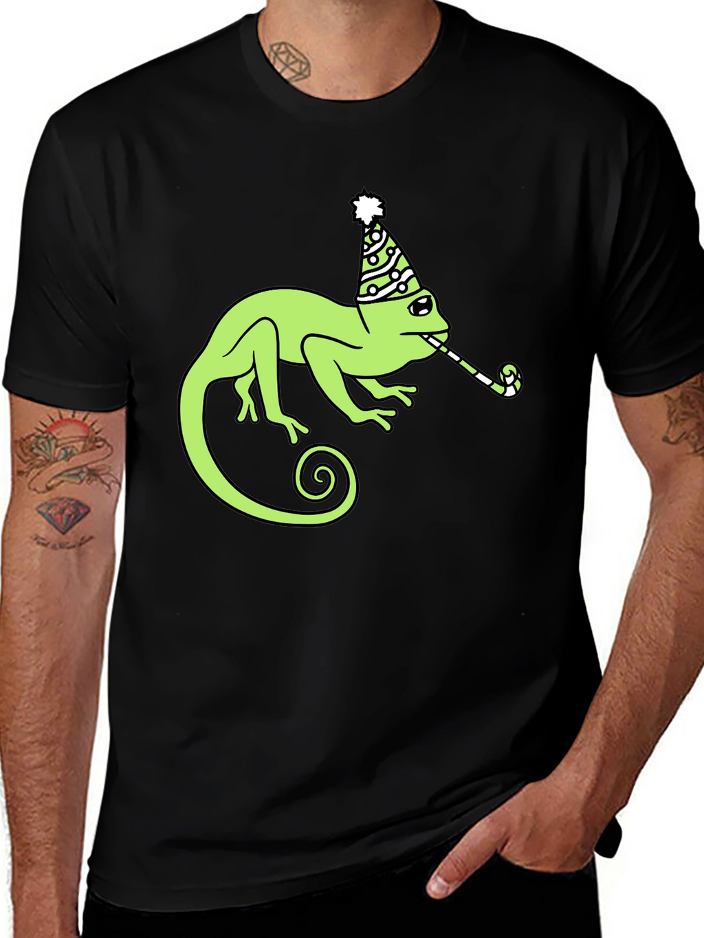 Party Chameleon Graphic Tee - Fun & Unique Design