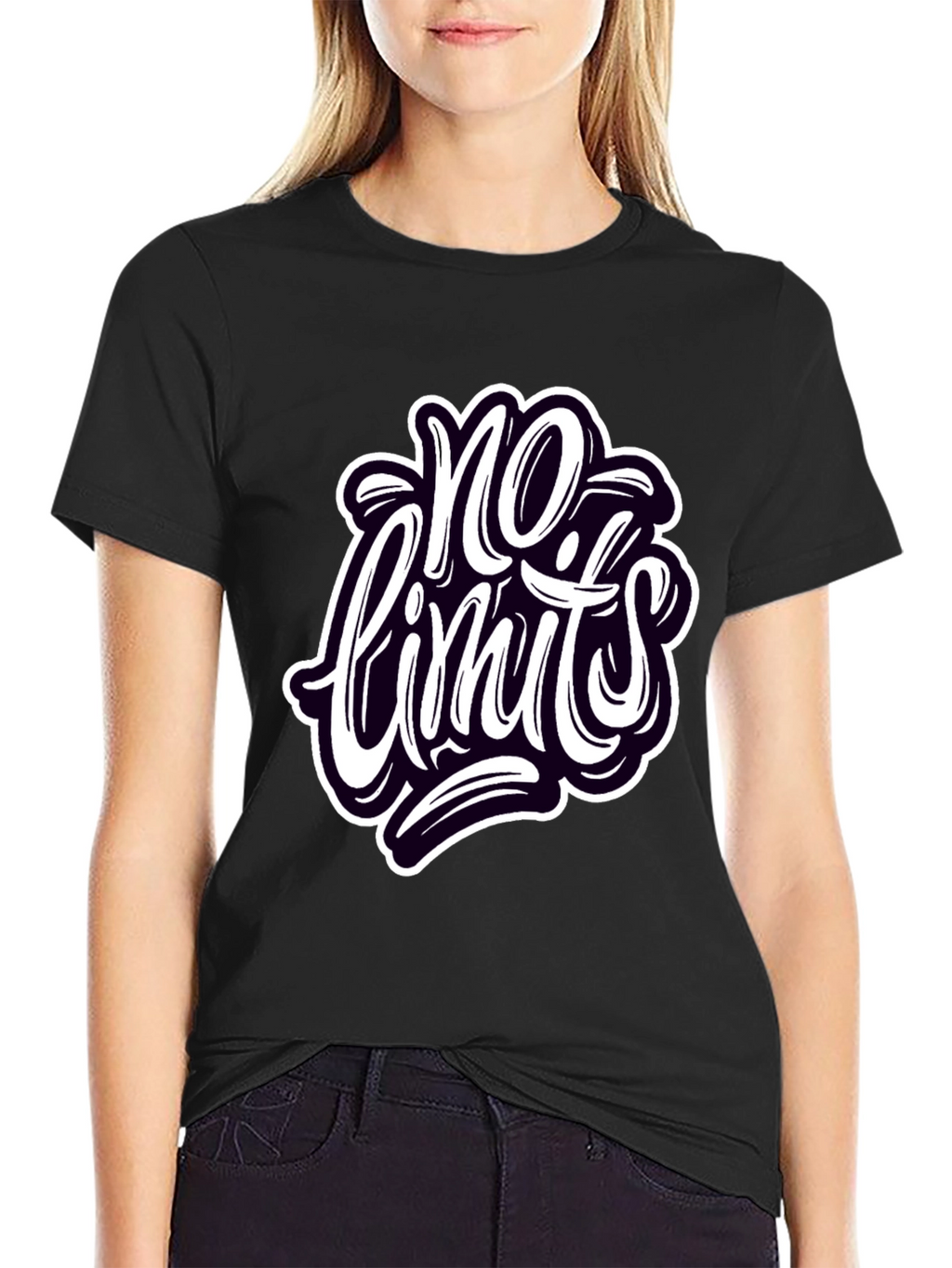 No Limits Graphic Tee - Stylish Black Cotton T-Shirt
