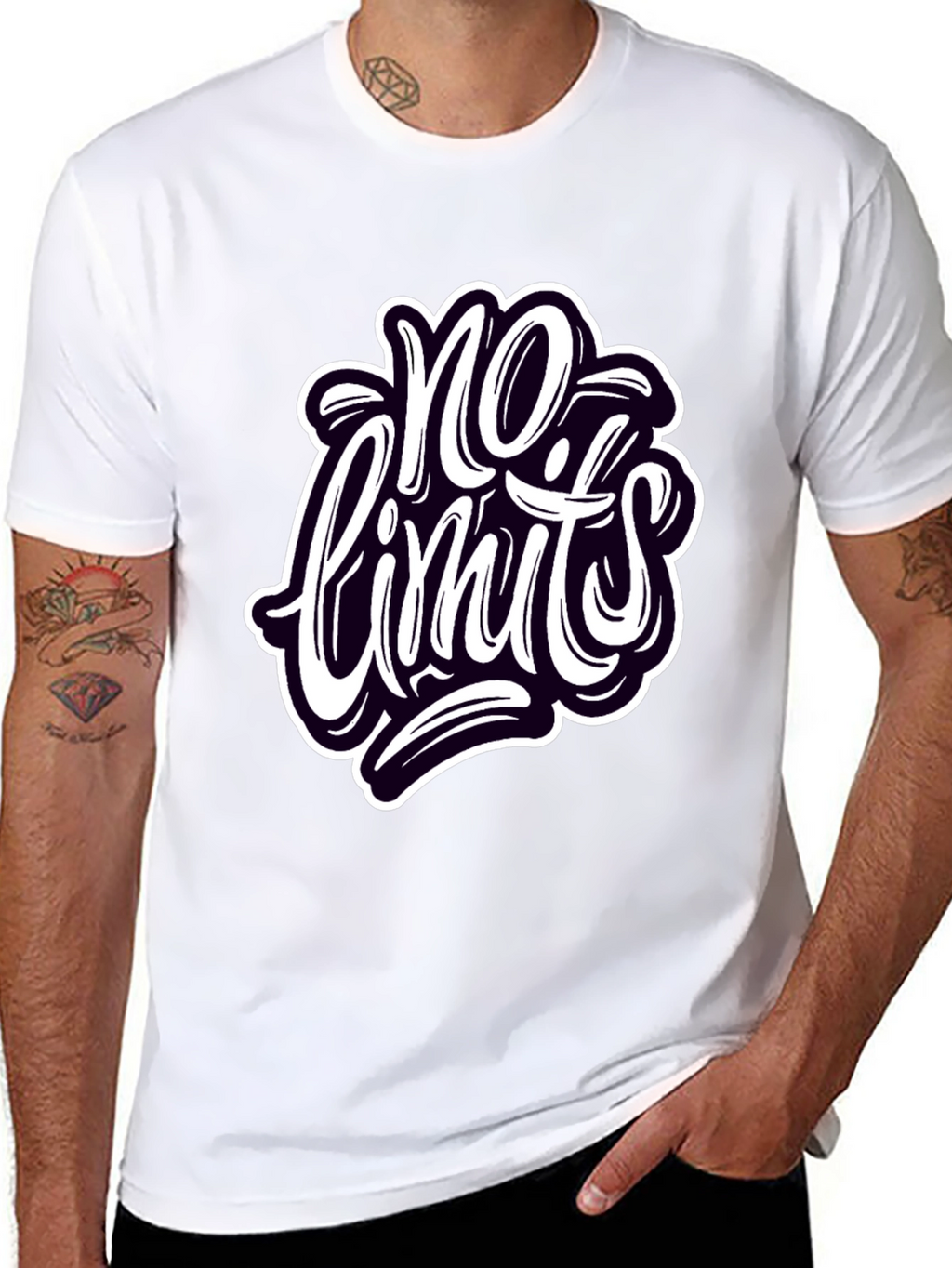 No Limits Graphic Tee - Stylish Black Cotton T-Shirt