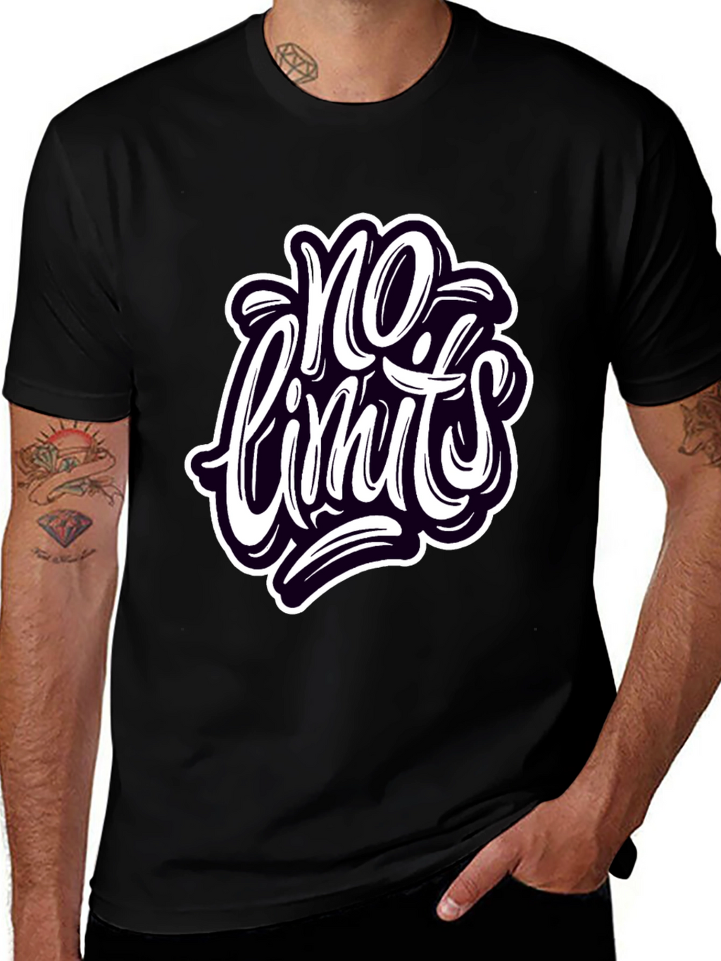 No Limits Graphic Tee - Stylish Black Cotton T-Shirt