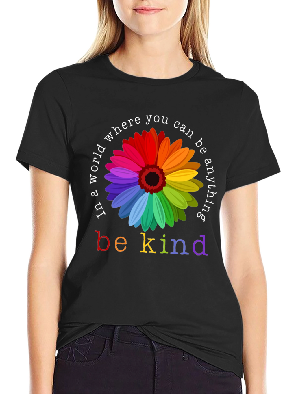 Be Kind Rainbow Floral Graphic T-Shirt