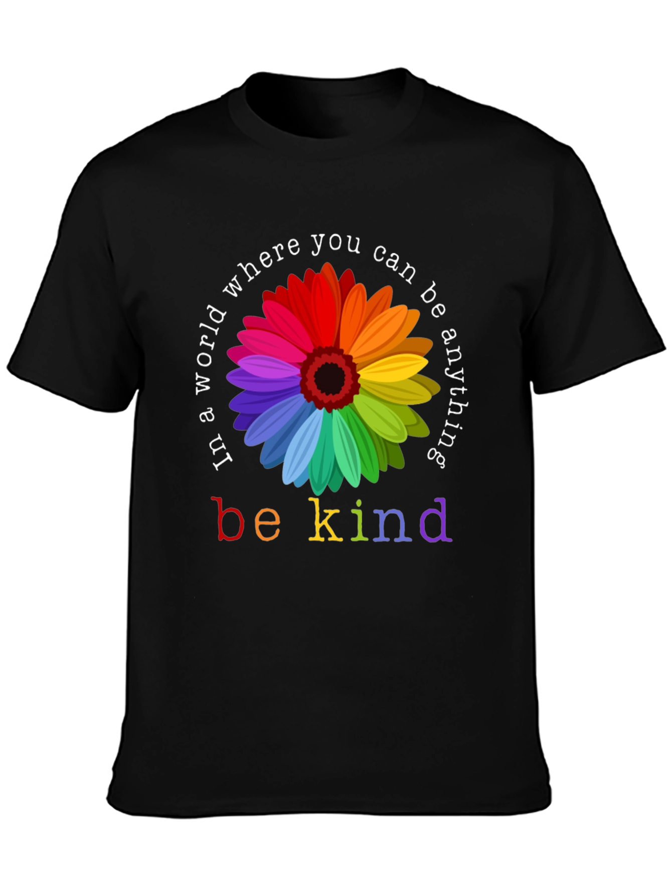 Be Kind Rainbow Floral Graphic T-Shirt