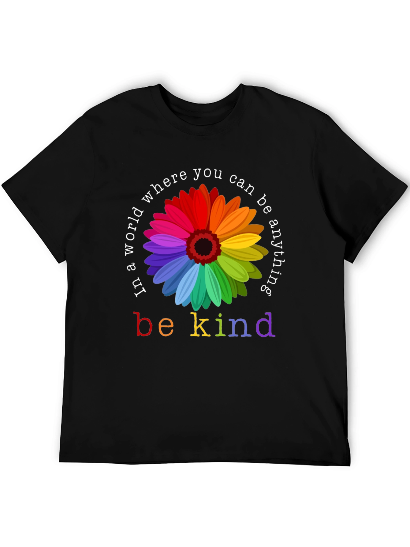 Be Kind Rainbow Floral Graphic T-Shirt
