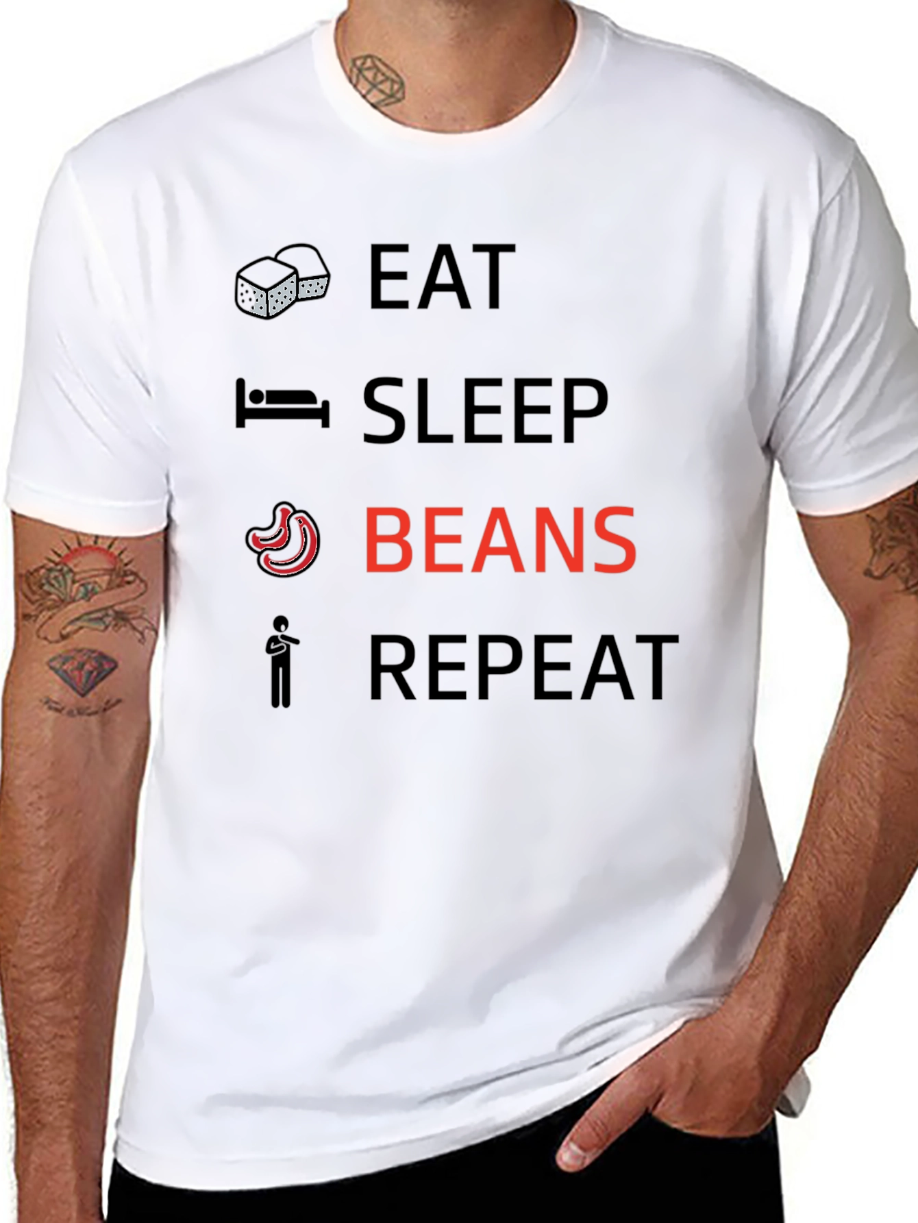 Eat Sleep Beans Repeat Graphic T-Shirt