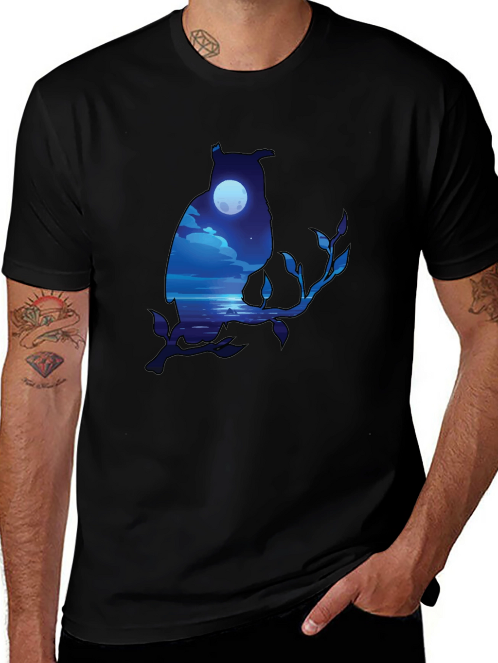 Owl Moonscape Graphic Tee - Unique Design