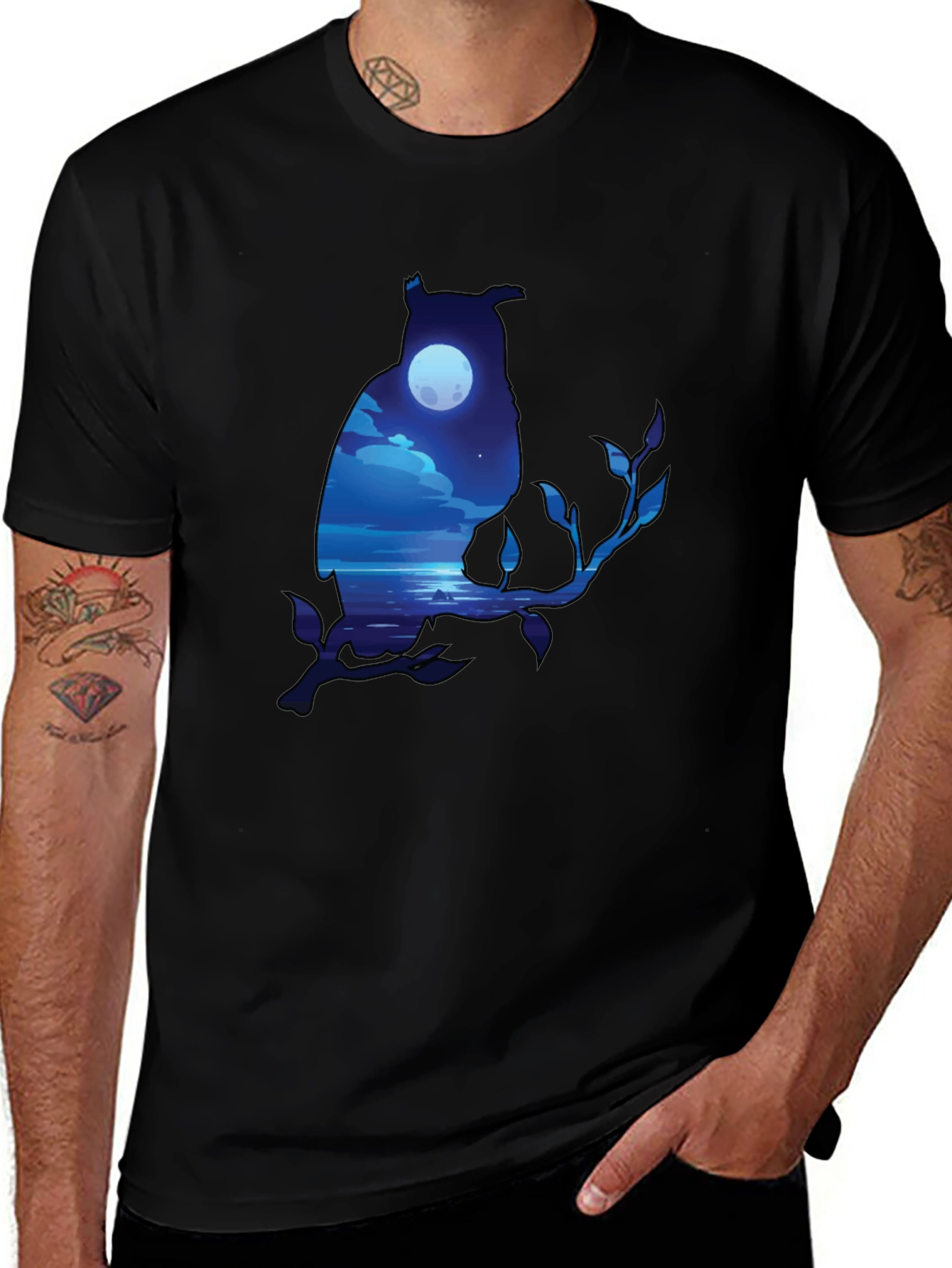 Owl Moonscape Graphic Tee - Unique Design