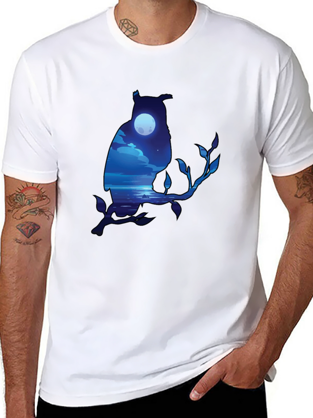 Owl Moonscape Graphic Tee - Unique Design