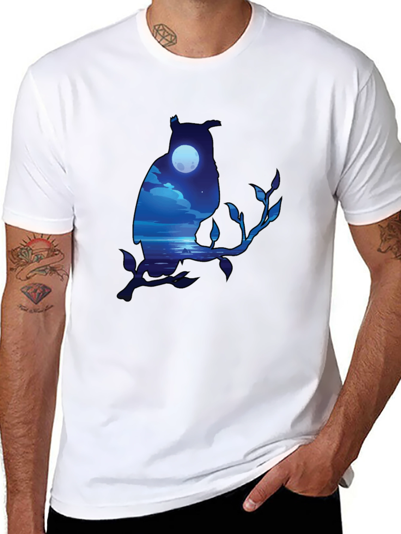 Owl Moonscape Graphic Tee - Unique Design