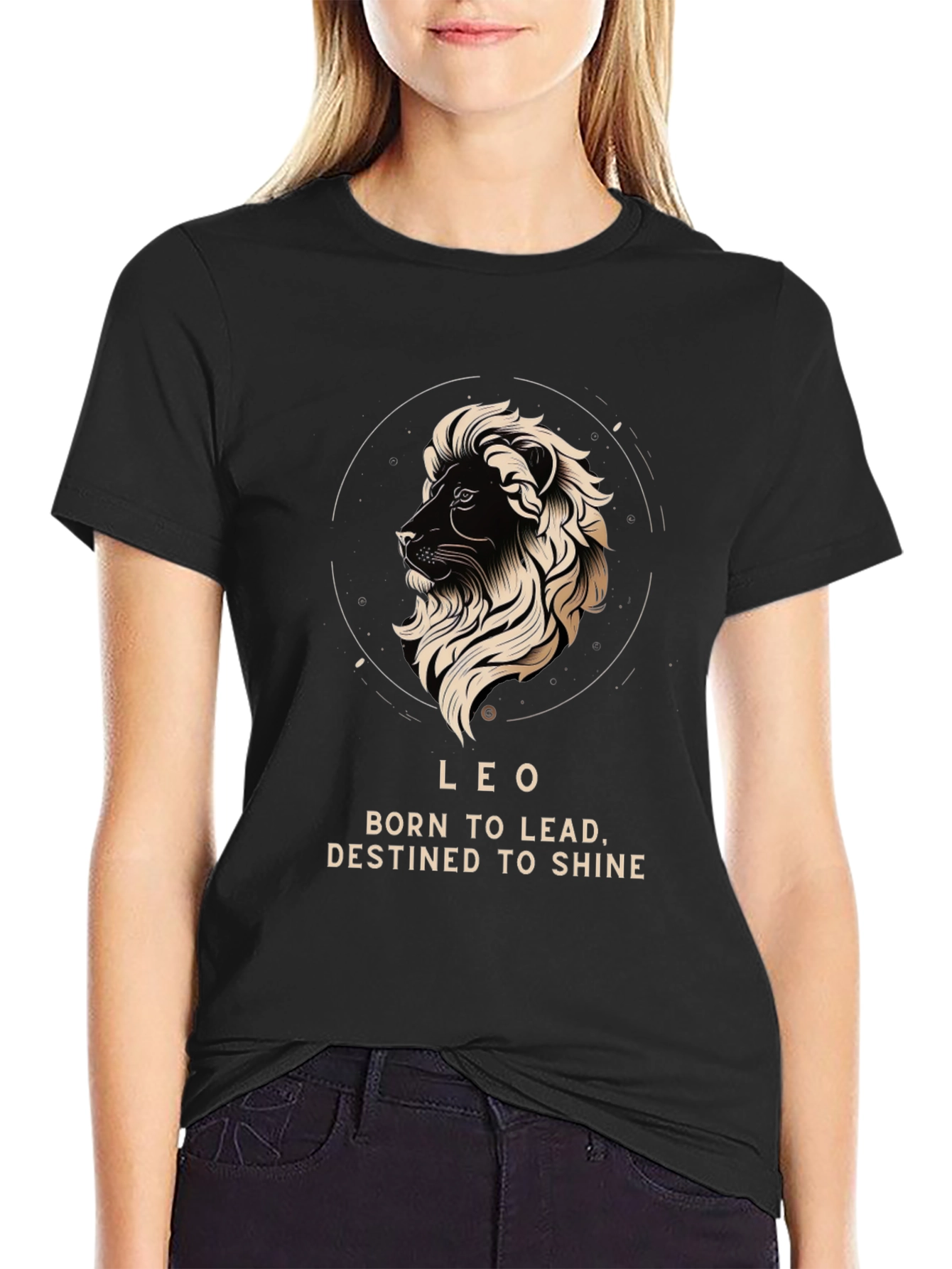Leo Zodiac T-Shirt - Born to Lead Destined to Shine - Black