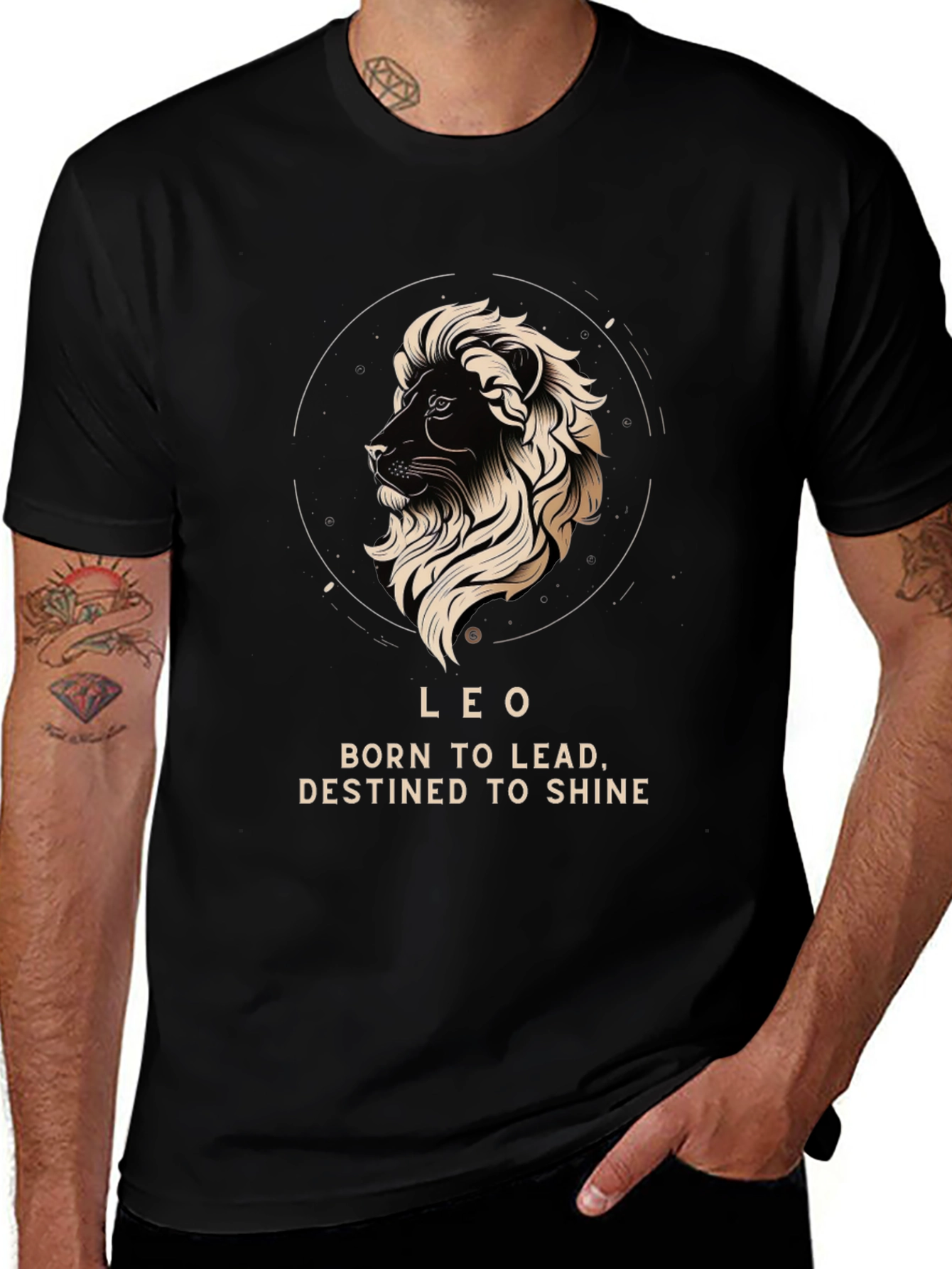 Leo Zodiac T-Shirt - Born to Lead Destined to Shine - Black